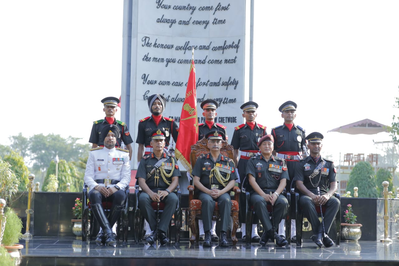 Reviewing Officer with the Medal Winners from the Passing Out Course at Officers’ Training Academy, Gaya on 08 Jun 2019