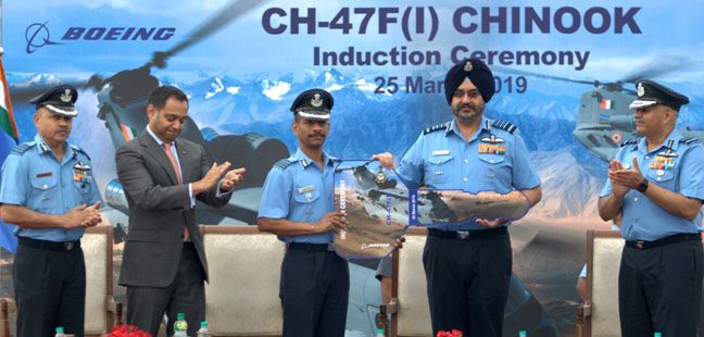 Induction ceremony of CH-4F (I) Chinook heavy lift Helicopters