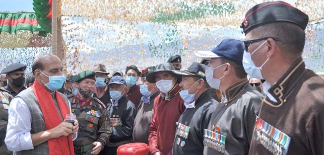 Interacting with the veterans, at Leh, Ladakh